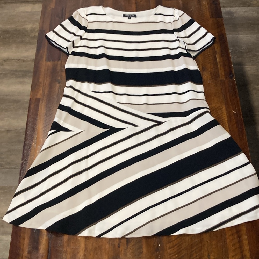 Lafayette 148 pullover striped flare skirt dress L